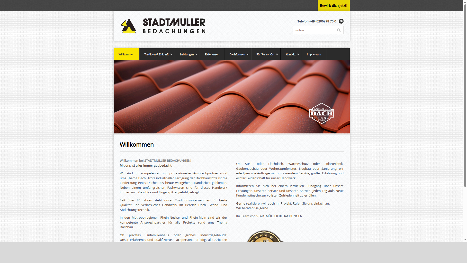 Alte Handwerker Webseite (www.hausdach.com)